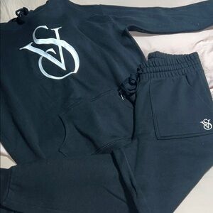 Black VS Logo Sweatshirt and Joggers Set
